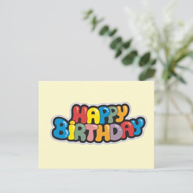 Birthday Postcard with Coloured Text (Standing Front)