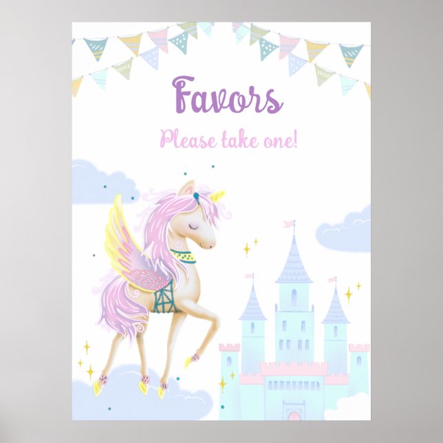 Birthday Poster with an adorable unicorn. (Front)