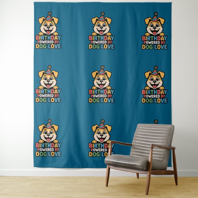 Birthday Powered by Dog Love Design Tapestry (In Situ)