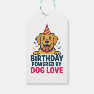 Birthday Powered by Dog Love Illustration Gift Tags