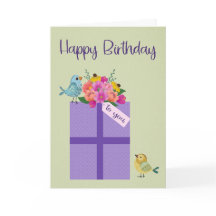 Birthday Present with Birds and Flowers