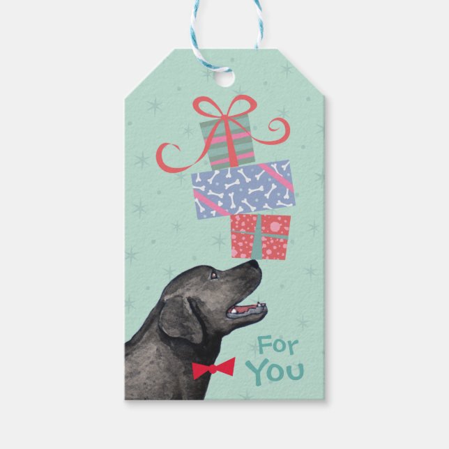 Birthday Presents Black Lab Gift Tags (Front)