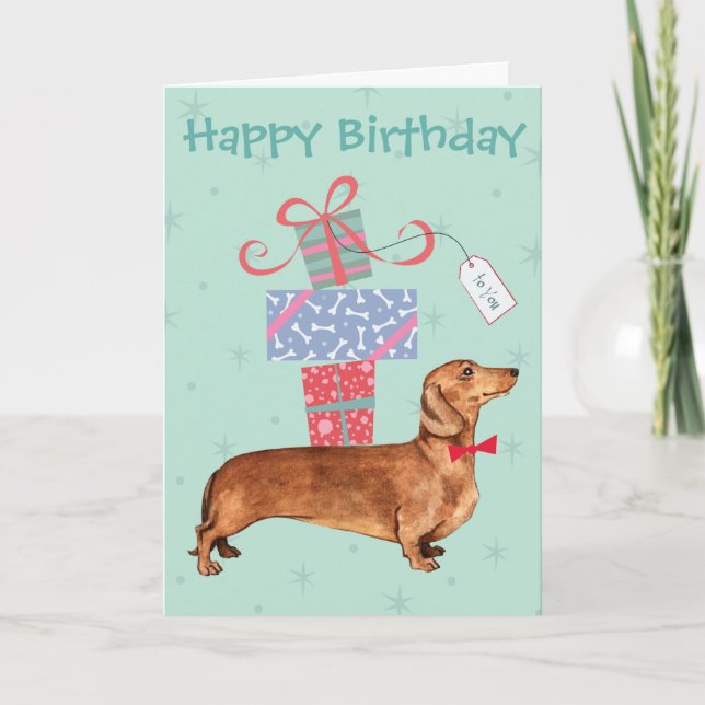 Birthday Presents Dachshund Card (Front)