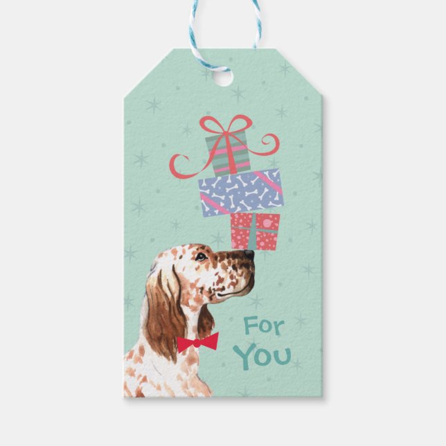 Birthday Presents English Setter Gift Tags (Front)