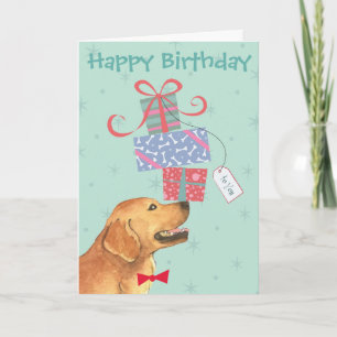 Birthday Presents Golden Retriever Card