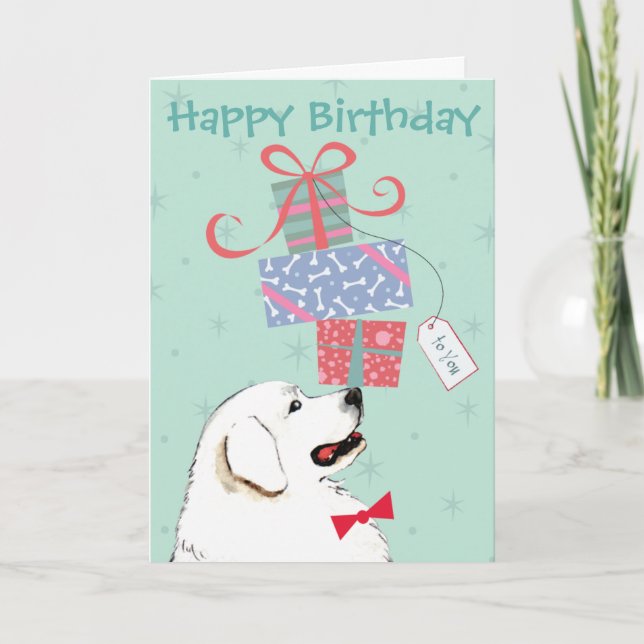 Birthday Presents Great Pyrenees Card (Front)