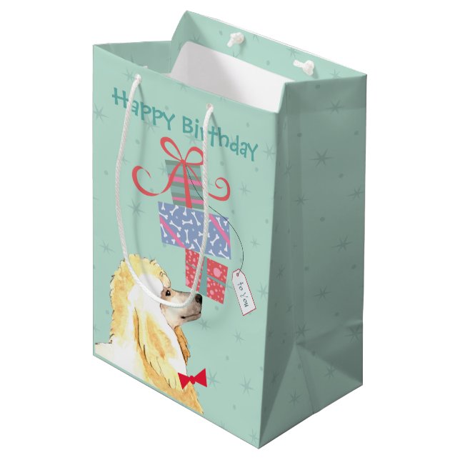 Birthday Presents Poodle Medium Gift Bag (Front Angled)