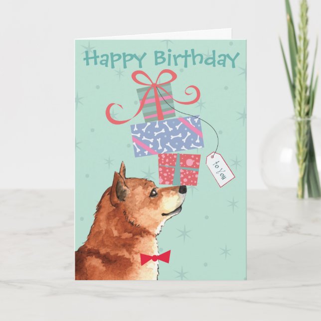 Birthday Presents Shiba Inu Card (Front)