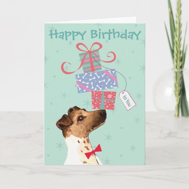 Birthday Presents Smooth Fox Terrier Card (Front)