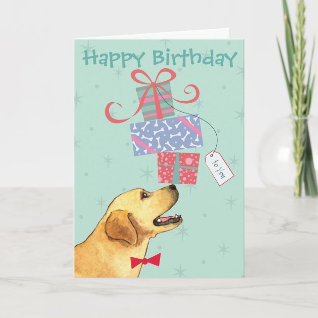 Birthday Presents Yellow Lab Card (Front)