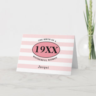 Birthday Pretty Pink Girly Striped Feminine Chic Card
