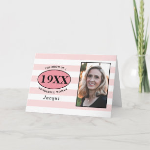 Birthday Pretty Pink Girly Striped Photo Template