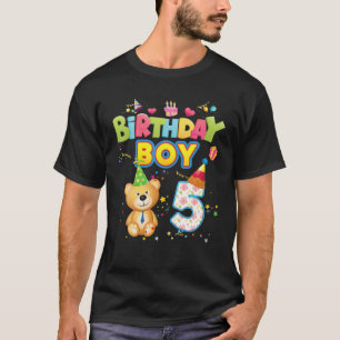 Birthday Prince 5Th Cute Teddy Bear 5 Year Old Boy T-Shirt