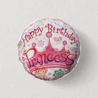 birthday princess 3 cm round badge