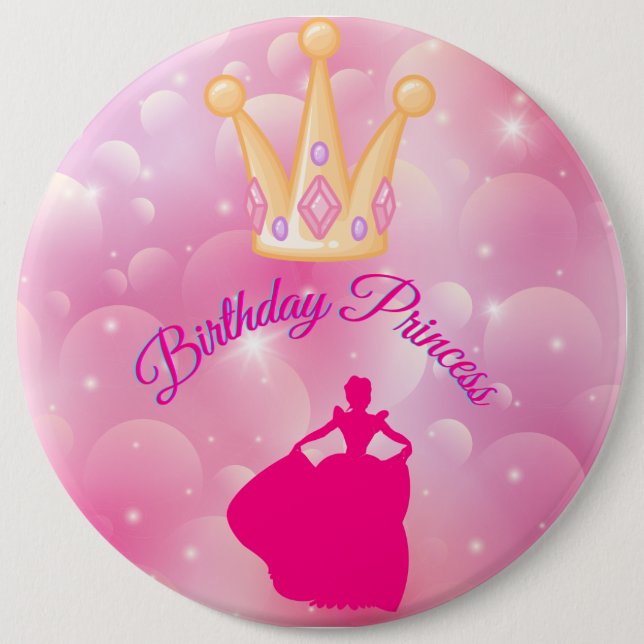 Birthday Princess 6 Cm Round Badge (Front)
