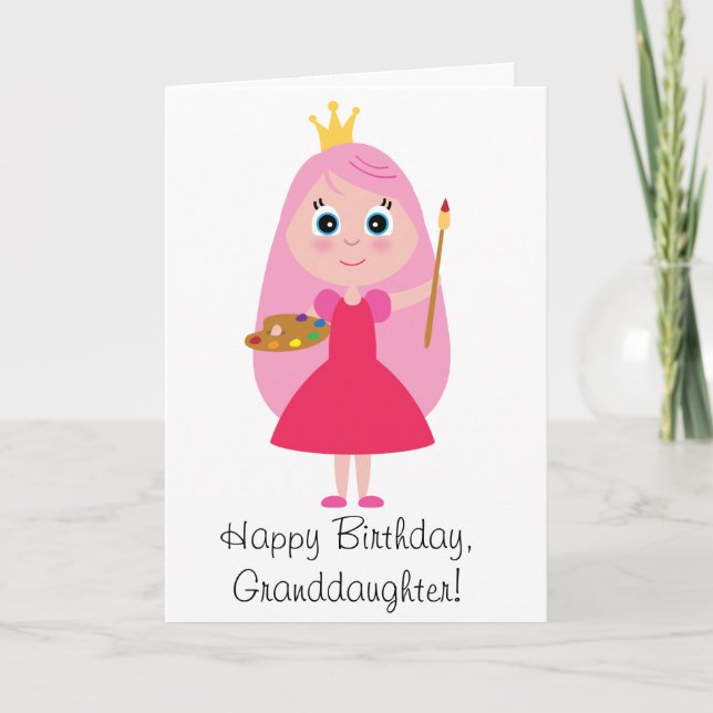 Birthday Princess Artist Granddaughter Card (Front)