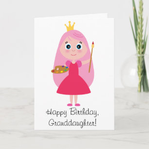 Birthday Princess Artist Granddaughter Card