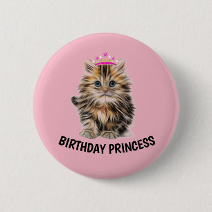 BIRTHDAY PRINCESS CAT BUTTONS