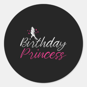 Birthday Princess Field Hockey Girl For Women Girl Classic Round Sticker