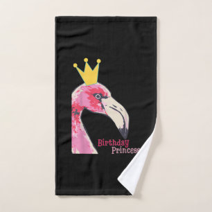 Birthday Princess Girl Flamingo Cute Flamingo Hand Towel