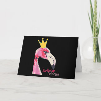 Birthday Princess Girl Flamingo | Cute Flamingo Holiday Card