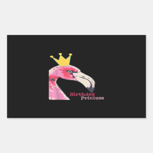 Birthday Princess Girl Flamingo   Cute Flamingo Rectangular Sticker