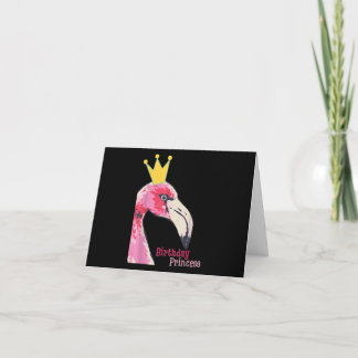 Birthday Princess Girl Flamingo | Cute Flamingo Thank You Card
