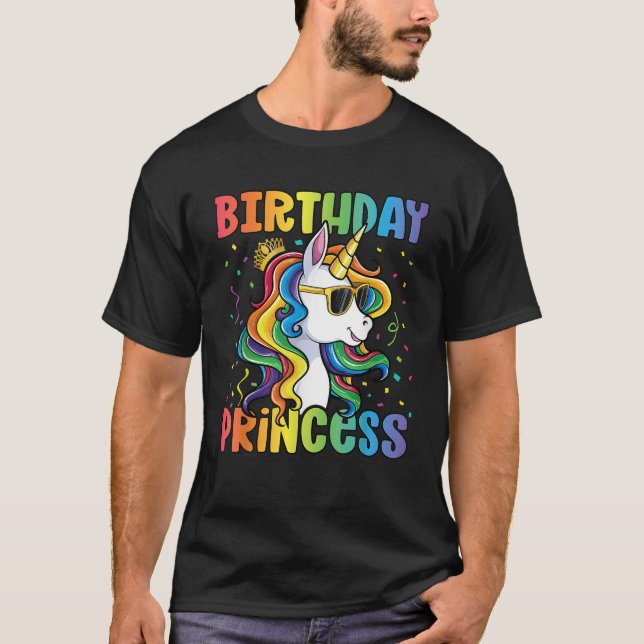 Birthday Princess Girls Kids Toddler Cute Unicorn  T-Shirt (Front)