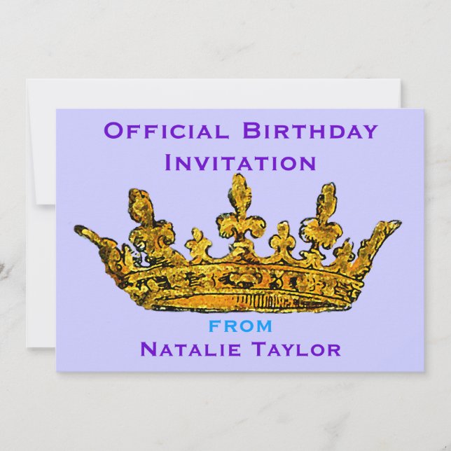 Birthday Princess Gold Crown Invitation (Front)