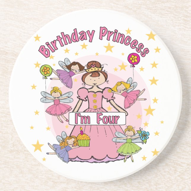 Birthday Princess I'm Four T-shirts and Gifts Coaster (Front)