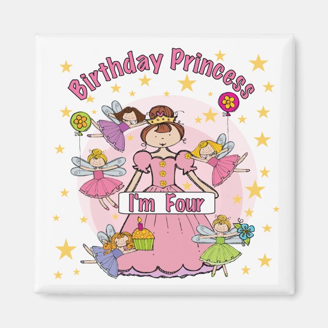 Birthday Princess I'm Four T-shirts and Gifts Magnet (Front)