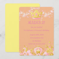 BIRTHDAY PRINCESS INVITATION PEACH COLOR