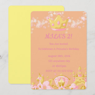 BIRTHDAY PRINCESS INVITATION PEACH COLOR