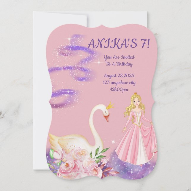 BIRTHDAY PRINCESS INVITATION PEACH COLOR (Front)