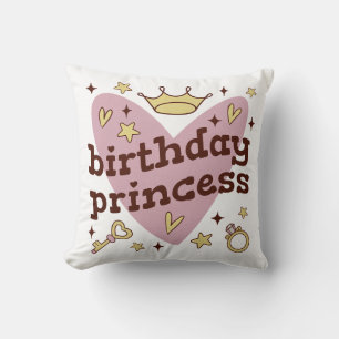 Birthday princess throw pillow design