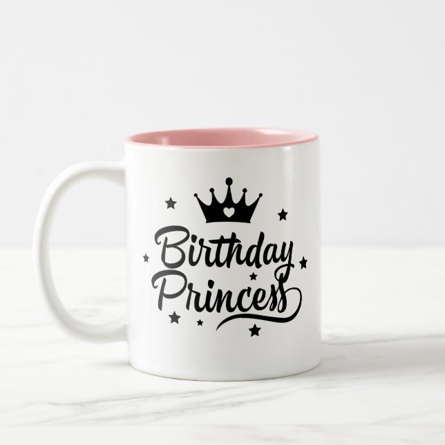 "Birthday Princess"  Two-Tone Coffee Mug (Left)