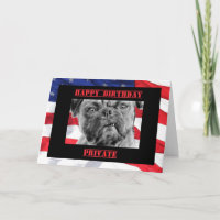 Birthday Private Military Soldier Dog and Flag