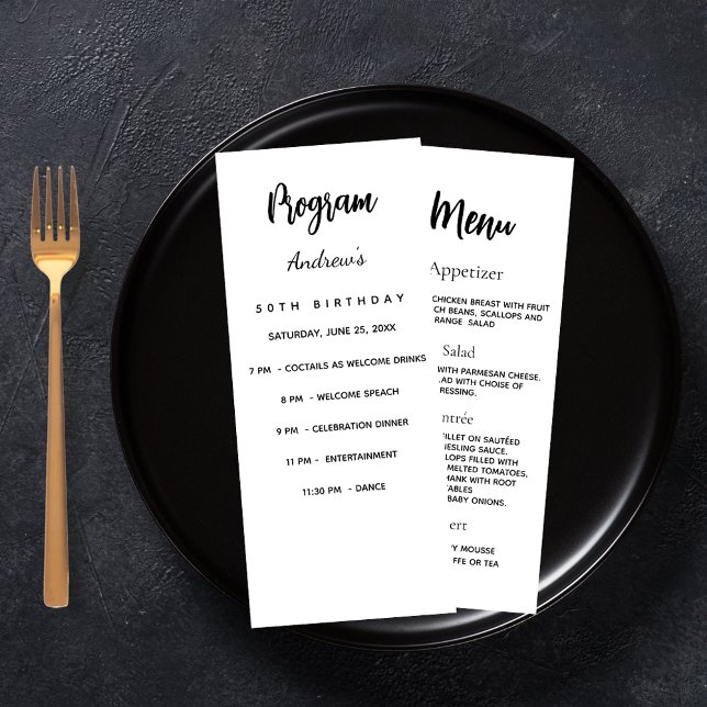 Birthday program dinner menu card (Creator Uploaded)