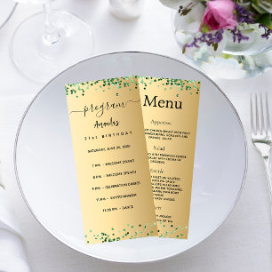 Birthday Program Menu gold green