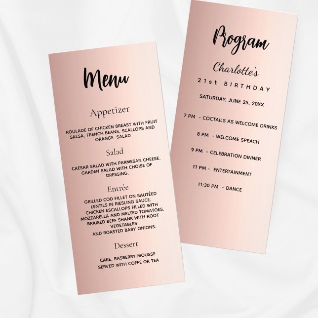 Birthday Program Menu rose gold elegant (Creator Uploaded)