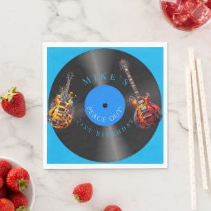 Birthday Psychedelic Electric Guitars Record   Napkin