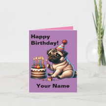 Birthday Pug Customisable Greeting