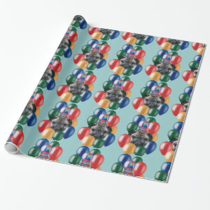 Birthday Pug dog wrapping paper