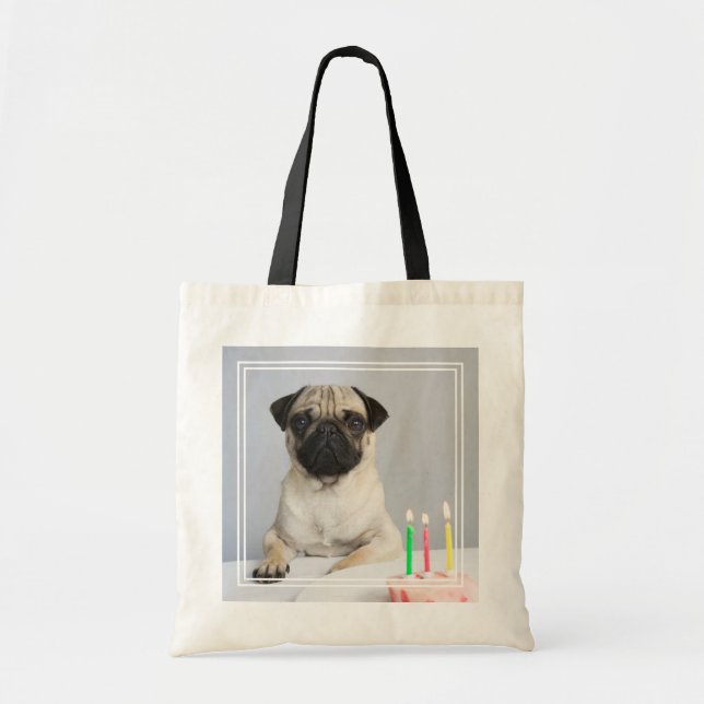 Birthday Pug Tote Bag (Front)