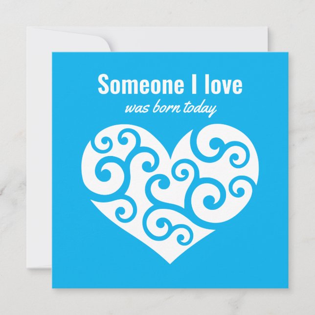 Birthday Pure blue heart Someone I love CC1220 Card (Front)