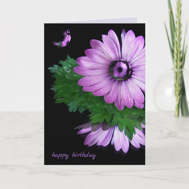 birthday purple daisy with bubble reflection card (Front)
