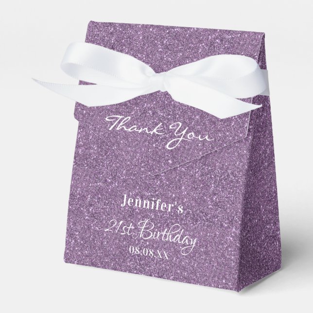 Birthday  purple glitter drips monogram thank you favour box (Front Side)