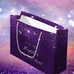 Birthday purple glitter dust monogram name large gift bag<br><div class="desc">A gift bag for a girly and glamourous 21st (or any age) birthday. A deep purple background decorated with faux glitter dust. The purple colour is uneven. Personalise and add a date, name and age 21. The text: The name is written in white with a modern hand lettered style script...</div>