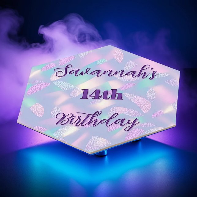 Birthday Purple Glitter Holographic Name Paper Coaster (Creator Uploaded)