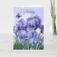Birthday Purple Iris with Butterflies